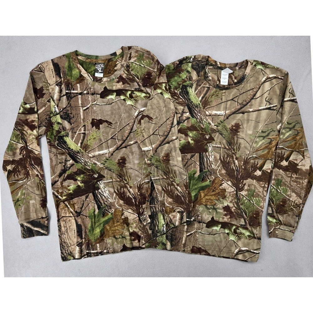 Code V Mens NWOT Small 2 Pack Realtree APG Camo Long Sleeve T-Shirts Hunting